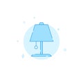 Table lamp on leg flat vector icon. Filled line style. Blue monochrome design. Editable stroke Royalty Free Stock Photo