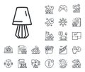 Table lamp line icon. Bedside light sign. Floor plan, stairs and lounge room. Vector