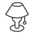 Table lamp line icon, Furniture concept, bedside lamp sign on white background, bedside light bulb icon in outline style Royalty Free Stock Photo