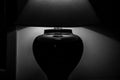 table lamp at night at home in the dark, black and white photo, lamp Royalty Free Stock Photo