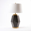 Black, Gold, And White Table Lamp With Faceted Forms - Traditional-modern Fusion