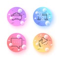 Table lamp, Taxi and Online question minimal line icons. For web application, printing. Vector