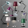 Table lamp vector desklamp and realistic reading-lamp for electric lighting decoration in office or hotel illustration Royalty Free Stock Photo
