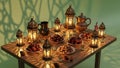 Table with Lanterns and Dates Royalty Free Stock Photo