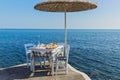 Table for lunch on Santorini Royalty Free Stock Photo