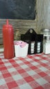 At The Diner Table, Lunch Time with Sweet Condiments Royalty Free Stock Photo