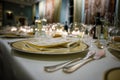 table in a luxury restaurant, set for a gala dinner Royalty Free Stock Photo