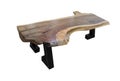 Table made out of Nutwood Slab with black metal legs isolated on a white background