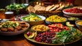 A table with many different types of food, AI Royalty Free Stock Photo