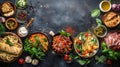 A table with many different types of food on it, AI Royalty Free Stock Photo