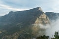 Table Mountain in Cape Town South Africa with clouds in the forground captured from Lions Head Royalty Free Stock Photo