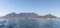 Table Mountain, Cape Town, South Africa. Photographed on a summer`s day from Robben Island. Royalty Free Stock Photo