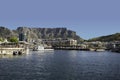 Table Mountain and Cape Town waterfront with blue sky Royalty Free Stock Photo