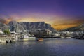 Table Mountain and tourist boat in waterfront Cape Town South Africa Royalty Free Stock Photo