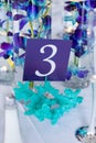 Table number and centerpiece Royalty Free Stock Photo