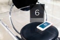 Table number sign with calling queue pager Royalty Free Stock Photo