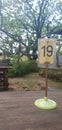 table numbers in a park. number 19
