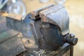 Table old vise clamp Royalty Free Stock Photo