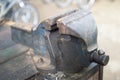 Table old vise clamp Royalty Free Stock Photo