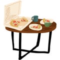 Table with pizza served for two vector icon