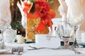 Table place setting with colorful center piece