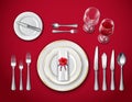 Table Place Setting On Red Royalty Free Stock Photo