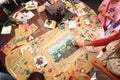 Table with plasticine train and man at master-class
