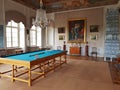 Table for playing billiards in the richly decorated room of the Rundale Castle in Latvia in spring 2019