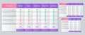 Table price chart. Vector illustration. Comparison plan layout