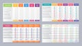 Price table comparison template with 5 columns. Vector illustration Royalty Free Stock Photo