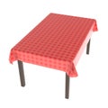 Table with red tablecloth. 3d rendering illustration isolated on white background Royalty Free Stock Photo