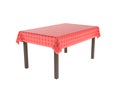 Table with red tablecloth. 3d rendering illustration Royalty Free Stock Photo