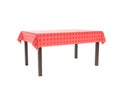 Table with red tablecloth. 3d rendering illustration Royalty Free Stock Photo