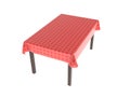Table with red tablecloth. 3d rendering illustration Royalty Free Stock Photo