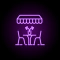 table in the restaurant dusk style icon. Elements of Summer holiday & Travel in neon style icons. Simple icon for websites, web Royalty Free Stock Photo