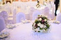 table at restaurant with flowers Royalty Free Stock Photo