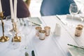 A table in a restaurant near the sea Royalty Free Stock Photo