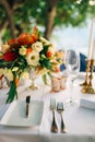 A table in a restaurant near the sea Royalty Free Stock Photo