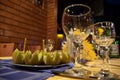 Table in restaurant with wineglass