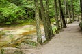 Table rock and trail at Flume Gorge in Lincoln New Hampshire White mountains