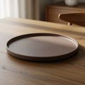 The table s surface has a smooth grain pattern adding texture and warmth Royalty Free Stock Photo
