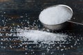 Table Salt Spilled from a Teaspoon Royalty Free Stock Photo