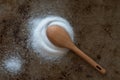 Table Salt Spilled from a Teaspoon Royalty Free Stock Photo