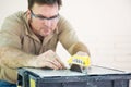 Table Saw Cutting Tile Royalty Free Stock Photo