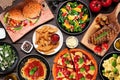 Table scene with assorted delicious foods