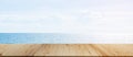 Table on Sea Summer Background Space Empty Wood Desk on Wature and Deck Horizon,Mockup Produc Tropical Sand Beach,for Tourism Royalty Free Stock Photo