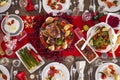 Table served for Christmas dinner Royalty Free Stock Photo