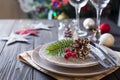 Table served for Christmas dinner Royalty Free Stock Photo