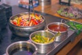 Table served with various dishes and appetizers Royalty Free Stock Photo