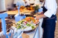 Table served with various dishes and appetizers Royalty Free Stock Photo